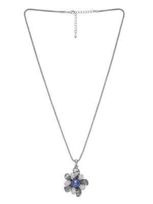 embellished silver flower pendant necklace - 9612063 - Standard Image - 4