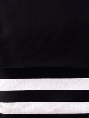 monochrome striped canvas and leatherette sling bag - 9614986 - Standard Image - 4