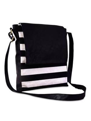 monochrome striped canvas and leatherette sling bag - 9614986 - Standard Image - 5