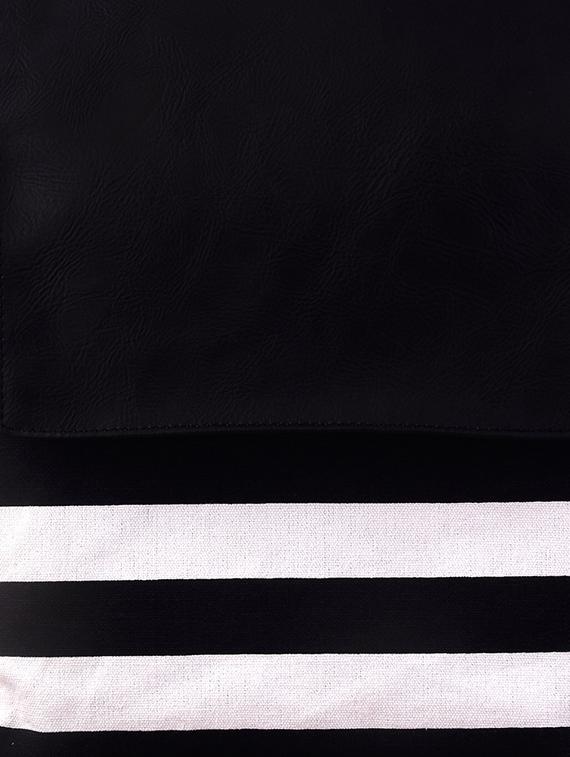 monochrome striped canvas and leatherette sling bag - 9614986 - Zoom Image - 4