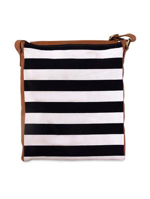 multi striped canvas and leatherette sling bag - 9614987 - Standard Image - 2