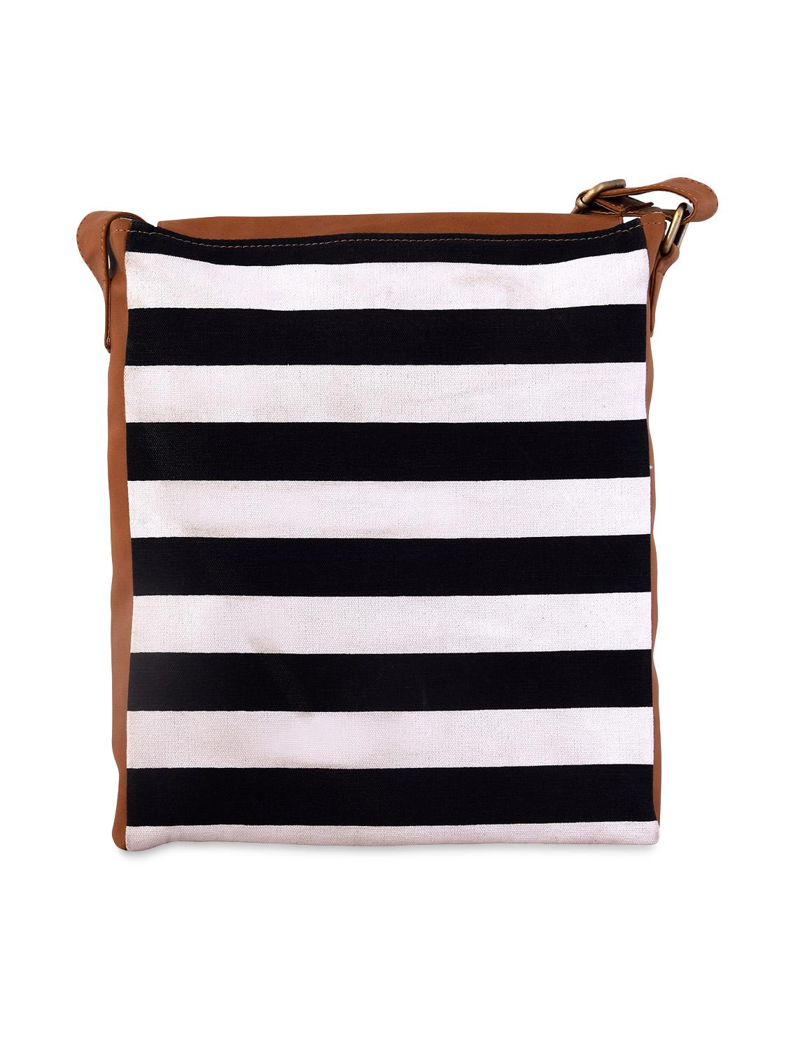 multi striped canvas and leatherette sling bag - 9614987 - Zoom Image - 2