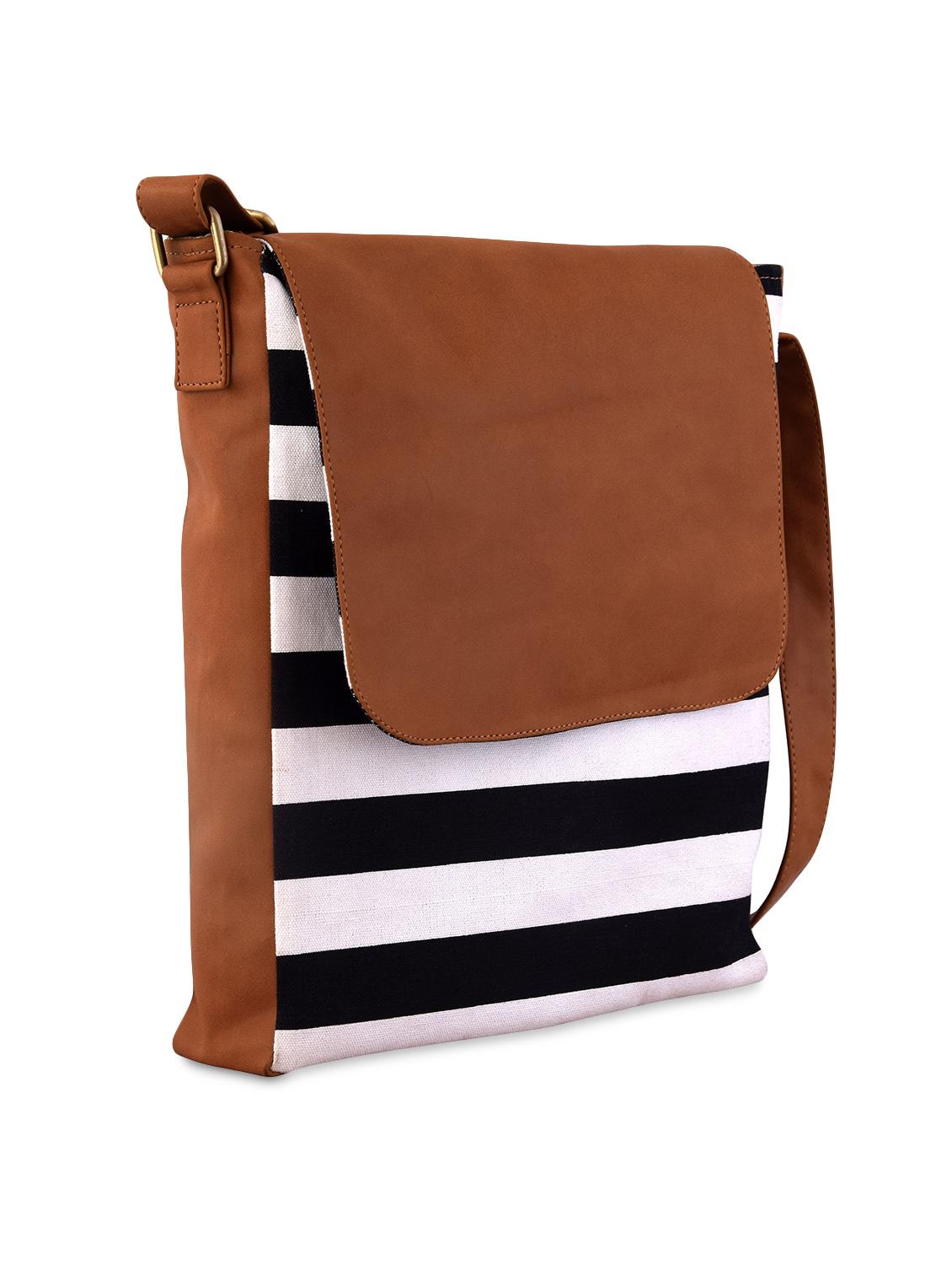multi striped canvas and leatherette sling bag - 9614987 - Zoom Image - 5