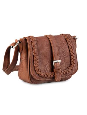 brown leatherette sling bag - 9614999 - Standard Image - 5