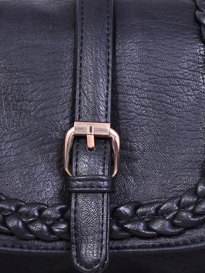 black faux leather sling bag - 9615000 - Standard Image - 4