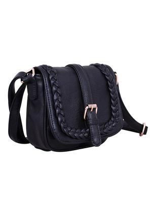 black faux leather sling bag - 9615000 - Standard Image - 5