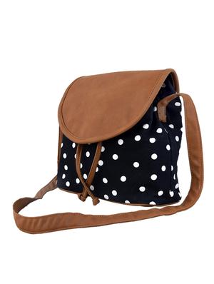 black polka dotted faux leather sling bag - 9615003 - Standard Image - 5