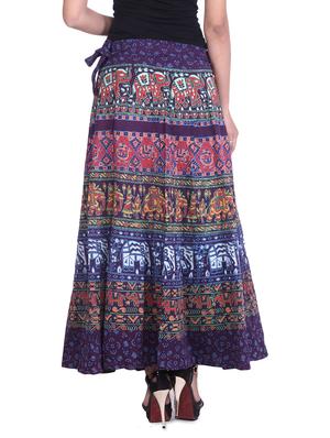 multicolored printed cotton wrap around skirt - 9617167 - Standard Image - 3