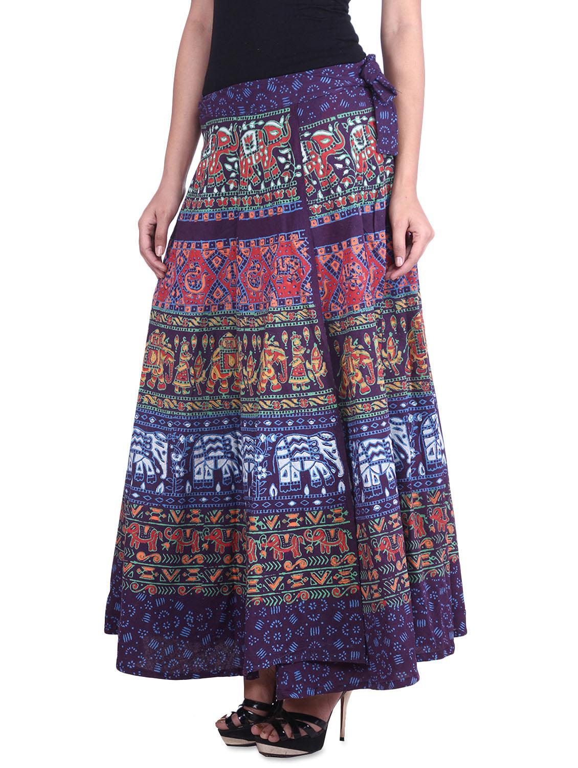 multicolored printed cotton wrap around skirt - 9617167 - Zoom Image - 2