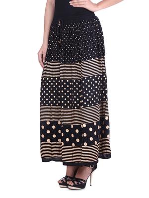 black polka dotted n striped rayon long skirt - 9617176 - Standard Image - 2
