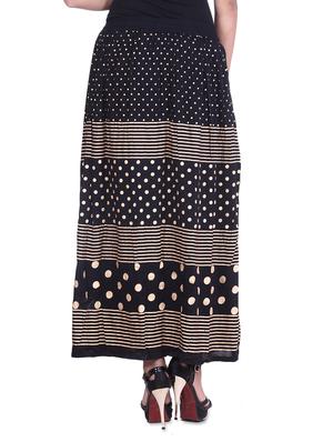 black polka dotted n striped rayon long skirt - 9617176 - Standard Image - 3
