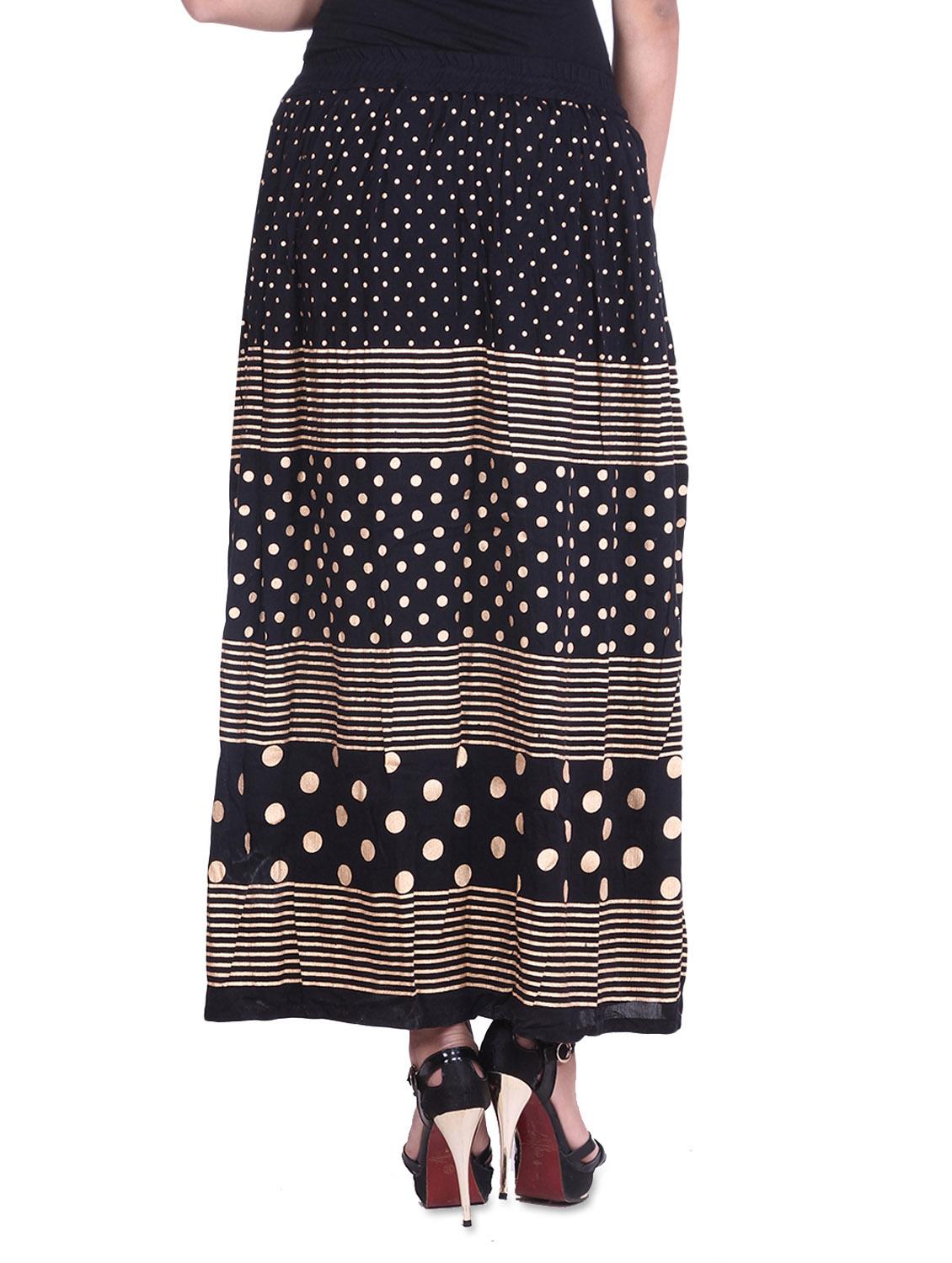 black polka dotted n striped rayon long skirt - 9617176 - Zoom Image - 3