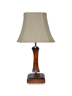 brown and cream wooden table lamp - 9618594 - Standard Image - 2