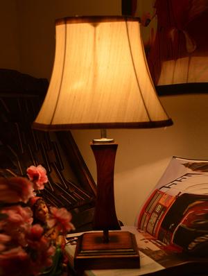 brown and cream wooden table lamp - 9618594 - Standard Image - 4