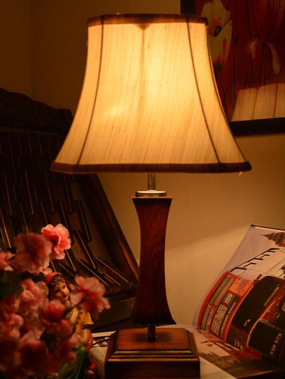 brown and cream wooden table lamp - 9618594 - Zoom Image - 3