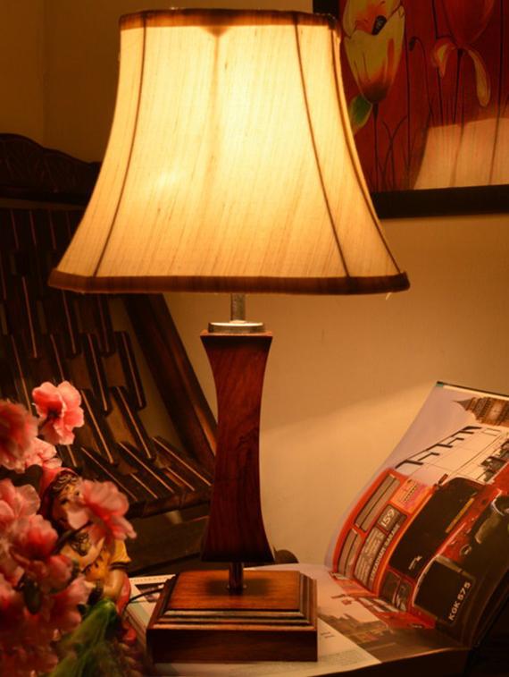 brown and cream wooden table lamp - 9618594 - Zoom Image - 5
