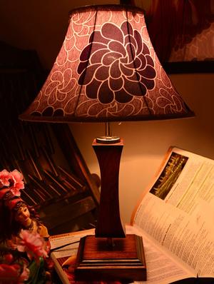 multicolored wooden table lamp with printed shade - 9618598 - Standard Image - 4
