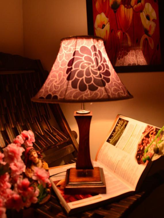 multicolored wooden table lamp with printed shade - 9618598 - Zoom Image - 1