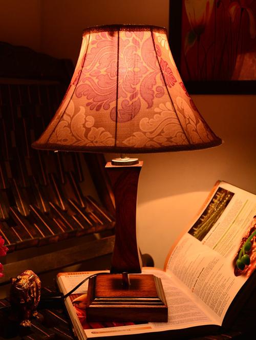 multicolored wooden table lamp with printed shade - 9618601 - Standard Image - 1