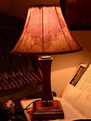 multicolored wooden table lamp with printed shade - 9618601 - Standard Image - 5