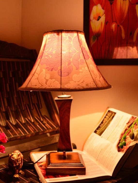 multicolored wooden table lamp with printed shade - 9618601 - Zoom Image - 3