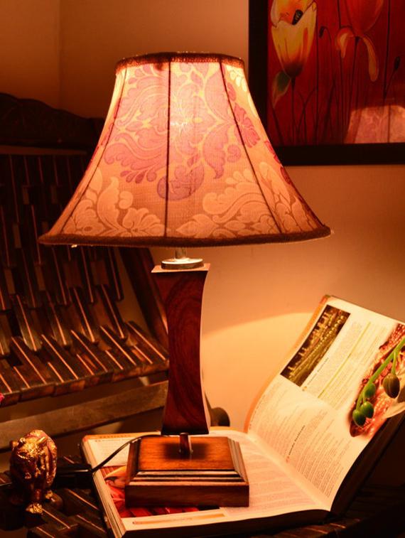 multicolored wooden table lamp with printed shade - 9618601 - Zoom Image - 4