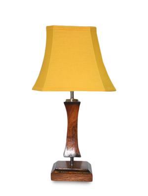 brown and mustard wooden table lamp - 9618603 - Standard Image - 2