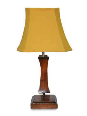 brown and mustard wooden table lamp - 9618603 - Standard Image - 3