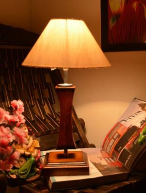 brown and beige wooden table lamp - 9618605 - Standard Image - 4