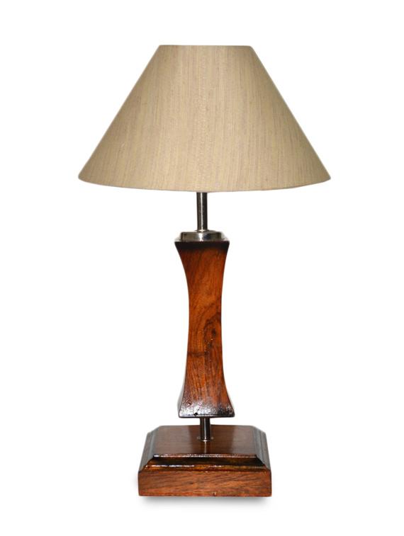 brown and beige wooden table lamp - 9618605 - Zoom Image - 2