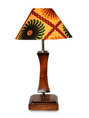 multicolored wooden table lamp with printed shade - 9618607 - Standard Image - 2