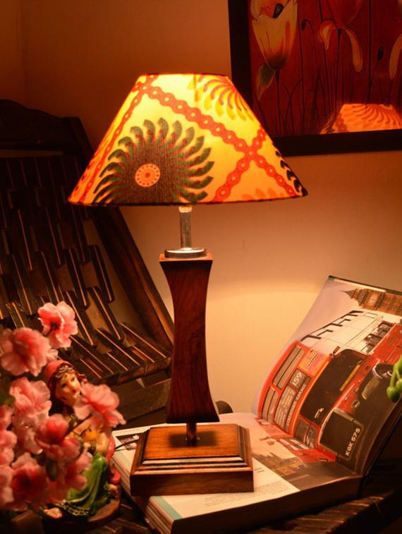 multicolored wooden table lamp with printed shade - 9618607 - Zoom Image - 3