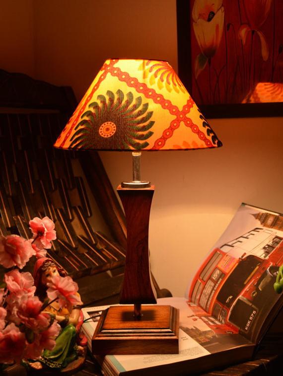 multicolored wooden table lamp with printed shade - 9618607 - Zoom Image - 4