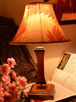 multicolored wooden table lamp with printed shade - 9618612 - Standard Image - 3