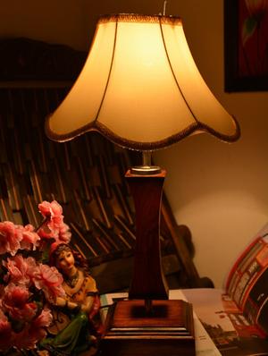 brown and beige wooden table lamp - 9618613 - Standard Image - 3