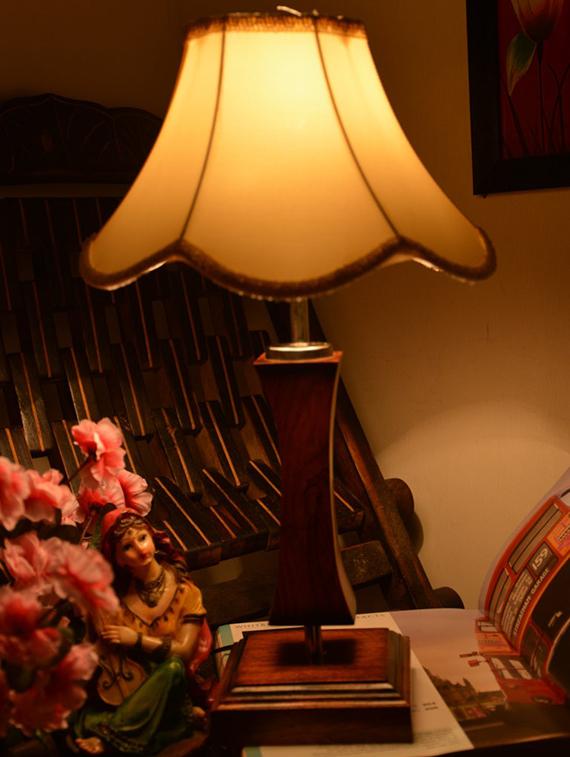 brown and beige wooden table lamp - 9618613 - Zoom Image - 2