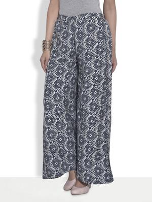 printed polycrepe palazzos - 9622128 - Standard Image - 2