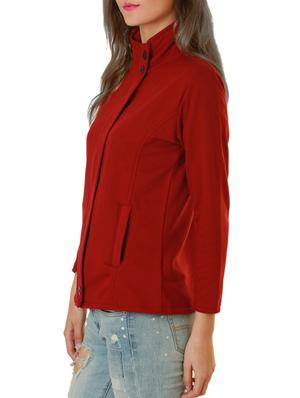 red cotton fleece plain long sleeved jacket - 9632420 - Standard Image - 2