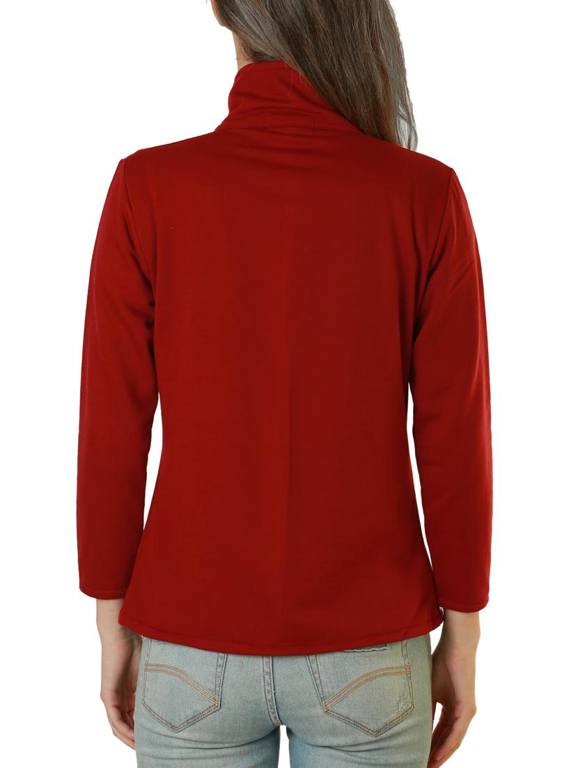 red cotton fleece plain long sleeved jacket - 9632420 - Zoom Image - 3
