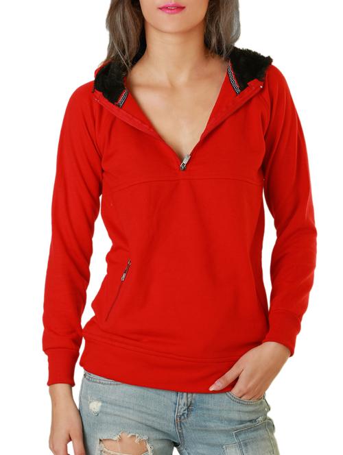 hooded neck zip pocket sweatshirt - 9632429 - Standard Image - 1