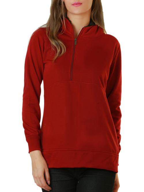 red cotton fleece plain long sleeved jacket - 9632463 - Standard Image - 1