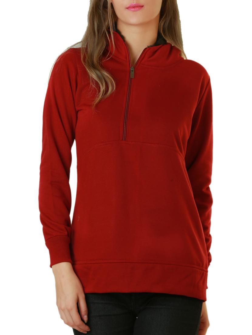 red cotton fleece plain long sleeved jacket - 9632463 - Zoom Image - 1