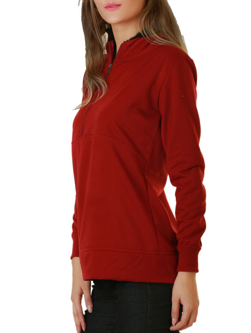 red cotton fleece plain long sleeved jacket - 9632463 - Zoom Image - 2