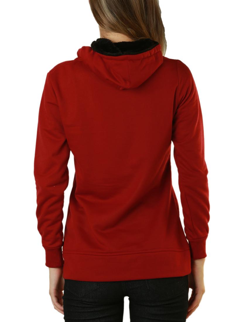 red cotton fleece plain long sleeved jacket - 9632463 - Zoom Image - 3