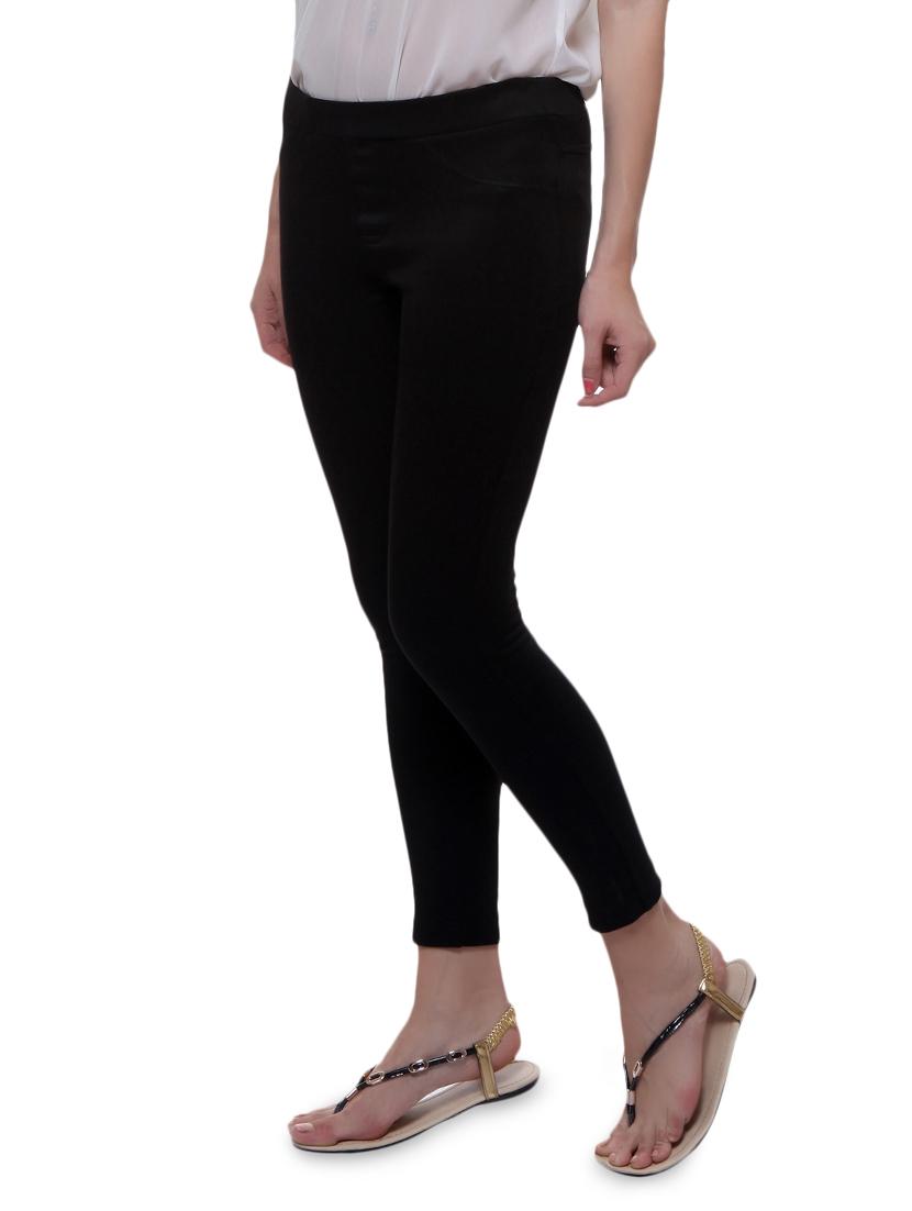 solid black lycra jeggings - 9632723 - Zoom Image - 2