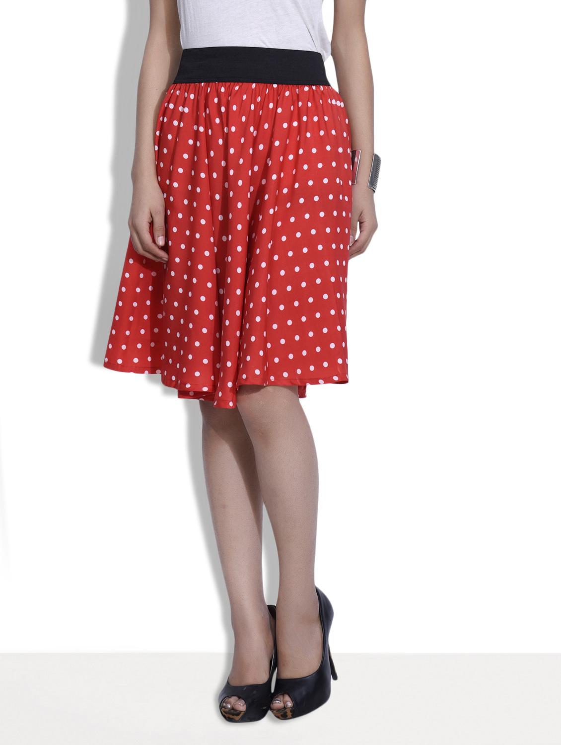 red polycrepe polka dot skirt - 9633911 - Zoom Image - 2