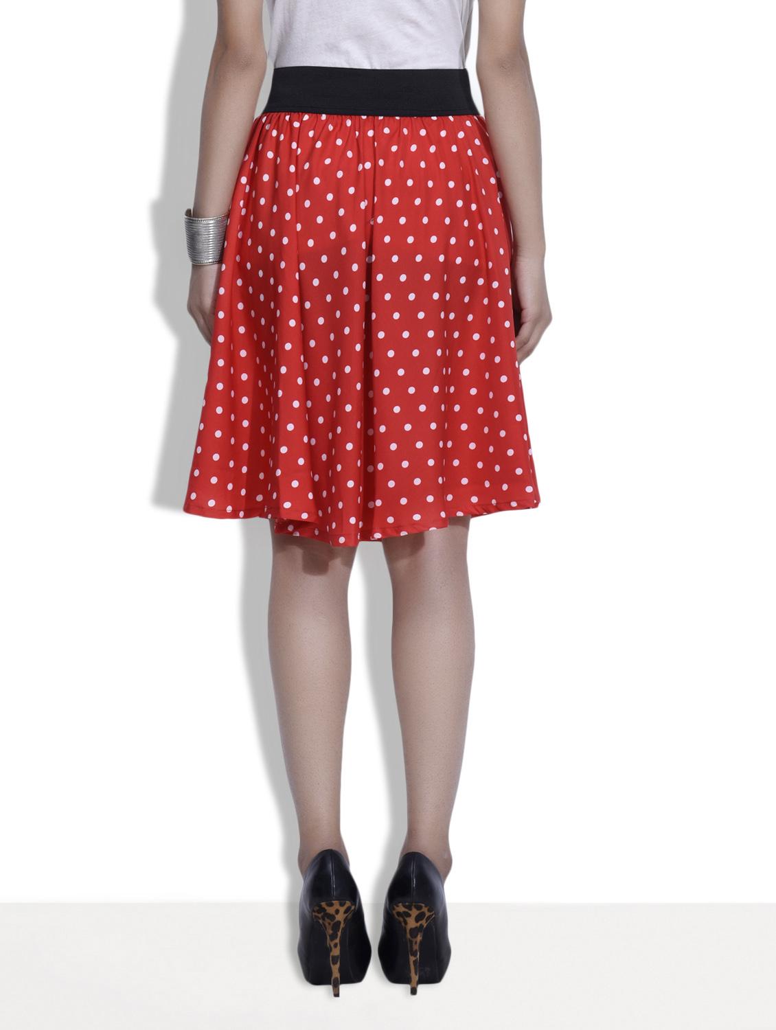 red polycrepe polka dot skirt - 9633911 - Zoom Image - 3