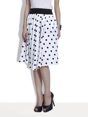 white polycrepe polka dot skirt - 9633912 - Standard Image - 2