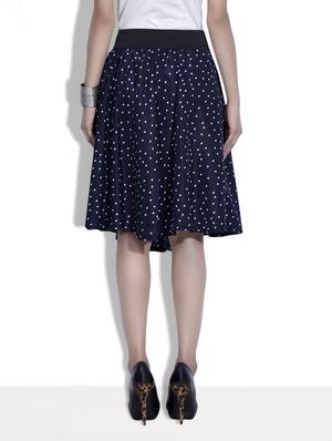 navy blue printed polycrepe skirt - 9633915 - Standard Image - 3