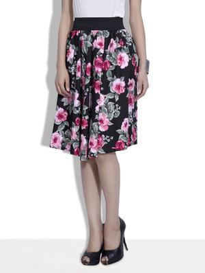 black floral print polycrepe skirt - 9633916 - Standard Image - 2